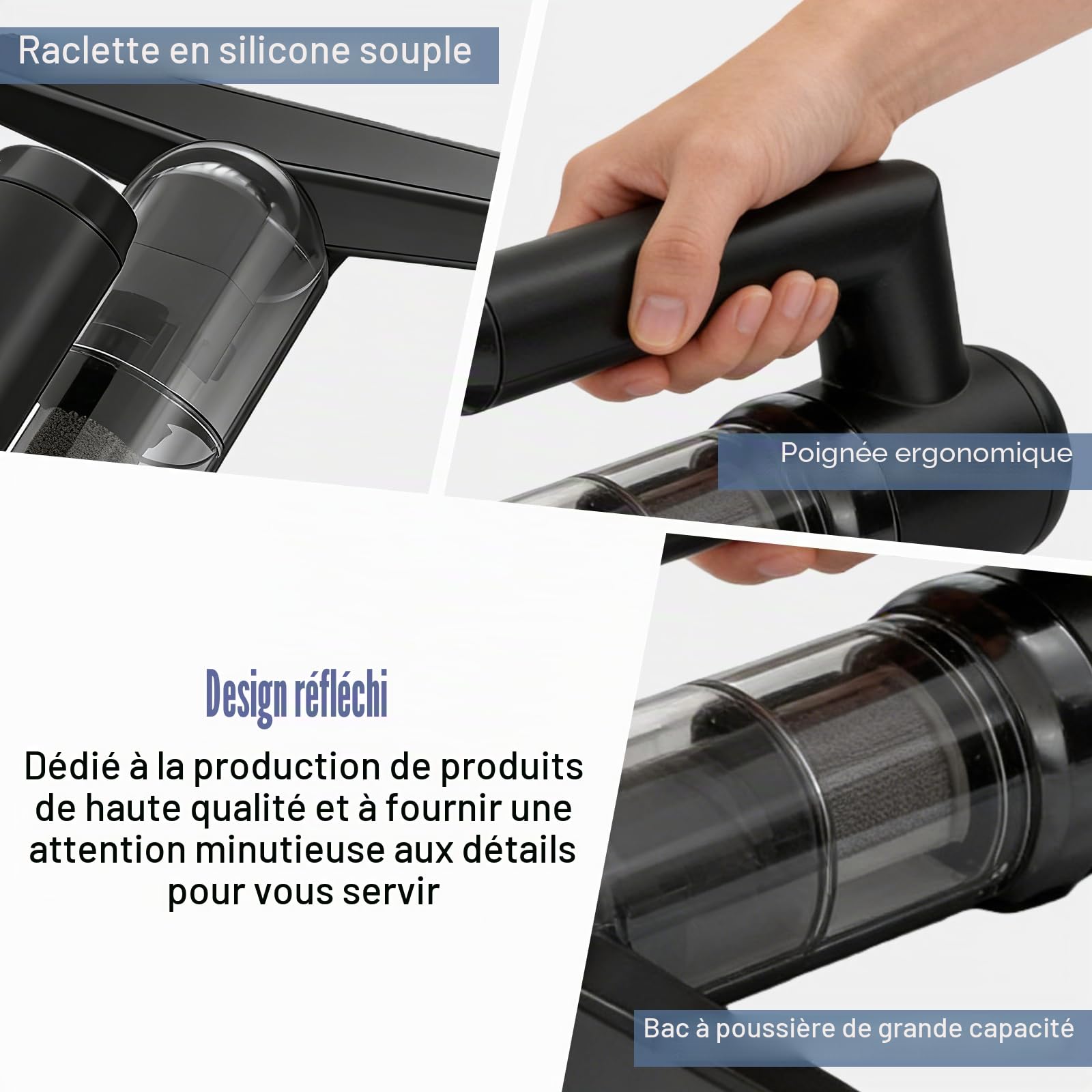 Nettoyeur De Vitre Sans Fil avec Reservoir 100 Ml et 30 Min Dautonomie Lave Vitre Electrique Pratique et Leger Aspirateur Vitre Rechargeable pour Vitres Miroirs Portes de Douche et Surfaces Lisses
