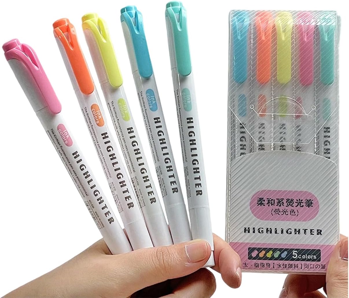 5/15Pcs Double Ended Highlighter Fluorescent Markers Fast Drying For Scrapbooking Calendar Journal Notebook