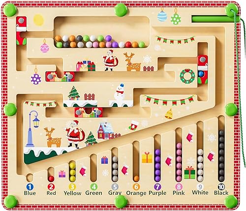 Laberinto magnético de color y números, juguetes Montessori para niños de 3 años en adelante, tablero de actividades de rompecabezas de madera,