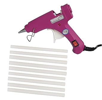 Fadman Electric 20W Magenta Mini Hot Melt Glue Gun With 9 Pcs Hot Melt Glue Stick Standard Temperature Corded Glue Gun (7 mm)