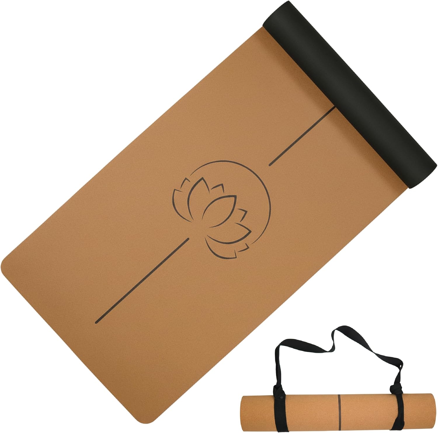 Natural Cork Yoga Mat | 183 cm x 63 cm x 6 mm (72″ x 26″ x 6 mm) | Eco-Friendly | High Grip | Extra Cushion | Sweat-Resistant Surface | Antimicrobial | Sustainably Sourced Natural Rubber Backing |