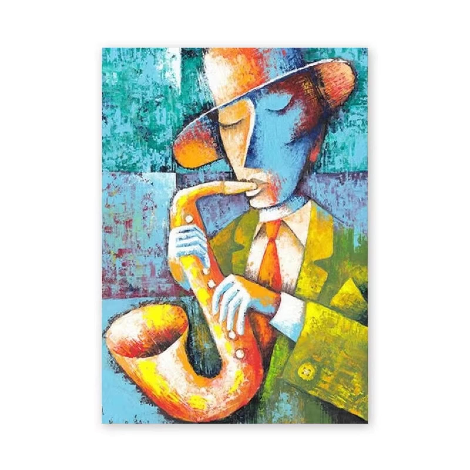 DFZEWKI Picasso famoso dipinto su tela, poster, stampe, ritratto, arte murale, suona uno strumento musicale, decorazione da parete per soggiorno, 70x90 cm (26x35 pollici) x3 senza cornice