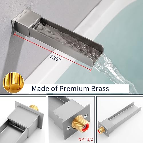 Miniatura 4 de Juego de grifo de ducha con boquilla de cascada, kit de molduras de ducha con válvula áspera en cascada, juego de grifos de ducha de montaje en