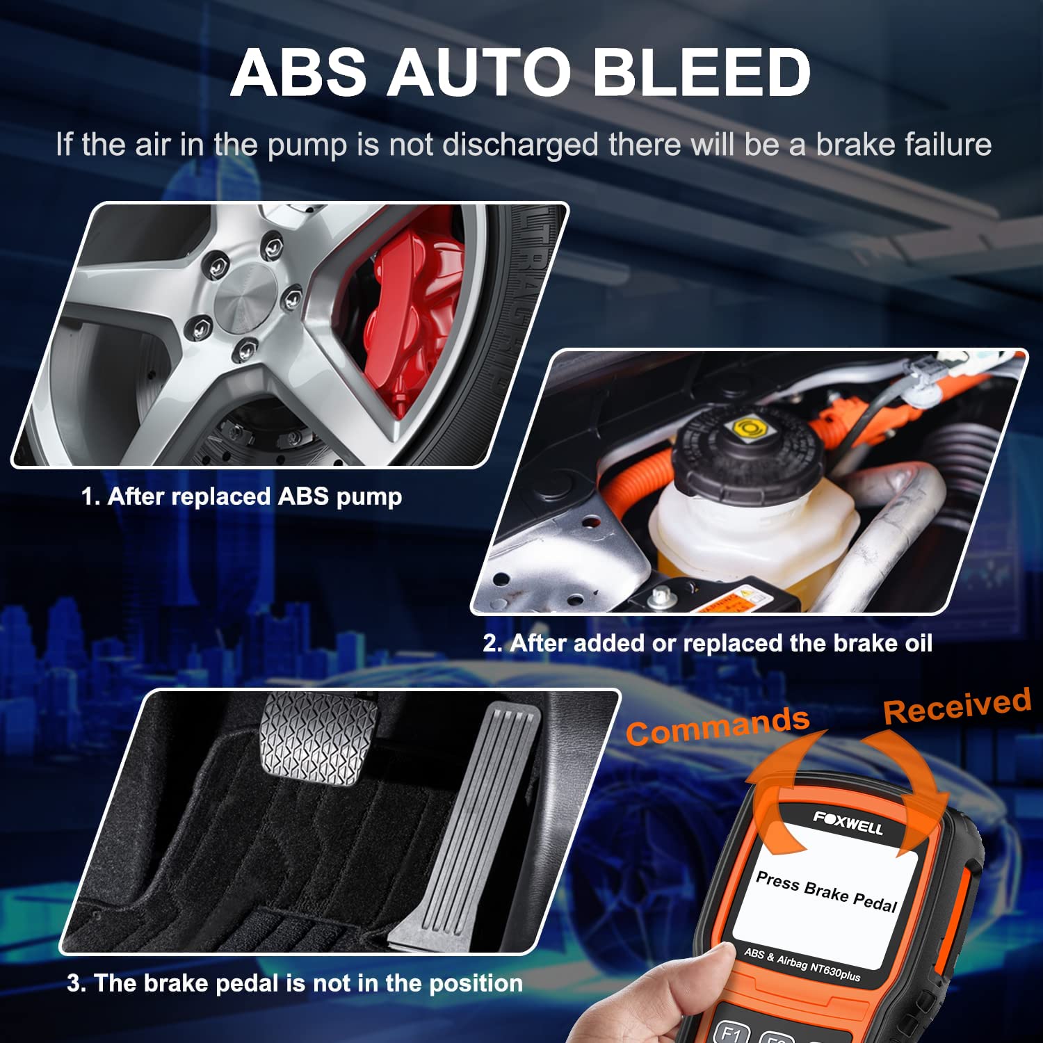 FOXWELL NT630 Plus ABS SRS SAS Airbag Code Reader Scan Tool