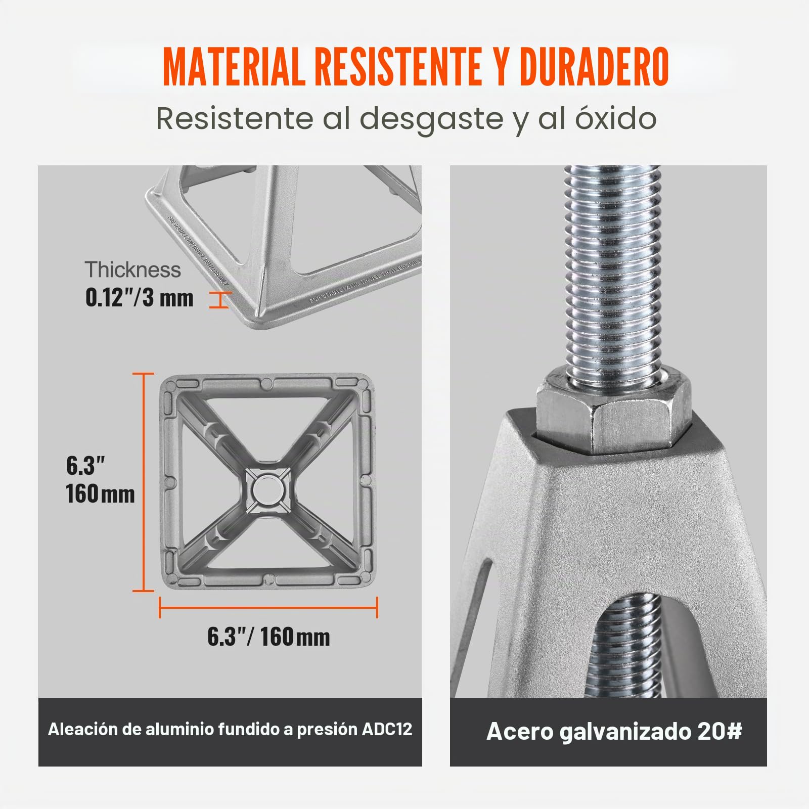 VEVOR 4 PCS Gatos Estabilizadores para Caravanas Caballete de Apoyo para Vehículos Carga de 2,72 T Cada Uno Soporte de Aluminio para Caravanas Altura Ajustable 280-435 mm para Nivelación de Remolques