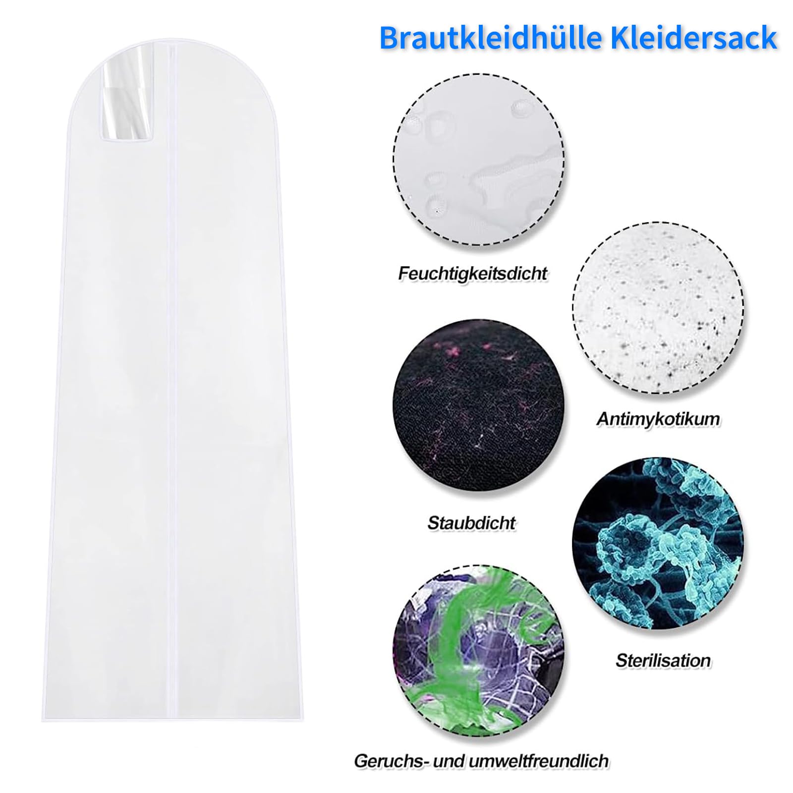 Housse Robe De Mariée Anti-Poussière 180 Cm – Sac De Rangement Élégant Et Respirant Pour Robe De Mariée, Robe De Soirée Ou Manteau Long, Fermeture Éclair, Blanc