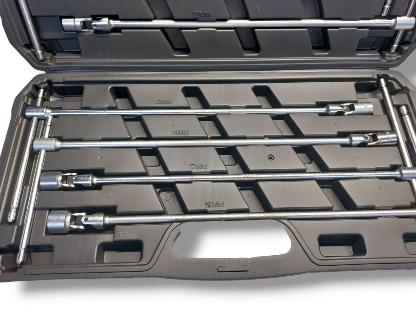 Terryshop74® Serie Chiavi a T Doppio Snodo Lunghe – Misure 8, 10, 12, 13, 14, 17, 19 mm – Chiavi Snodate Professionali in Acciaio con Valigetta in Plastica