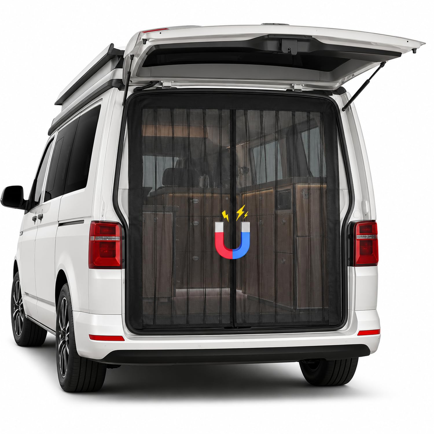 Peviasot Magnetisches Auto-Moskitonetz Schwarz – Mit Mittelverschluss、Atmungsaktiv、Werkzeuglose Montage、Für Seitentür & Heckklappe、Ideal für Camping & Vanlife