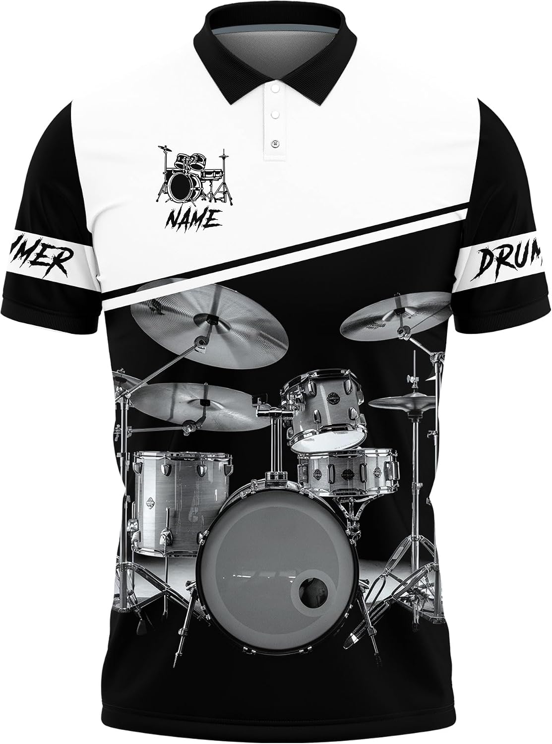 Drummer Polo Shirts for Men | Men's Golf Shirt - Music Lovers Men's Polo Shirts Short Sleeve Series 136