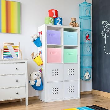 Cube Storage Boxes Foldable Storage Cubes Cube Storage Box with Handles Square Storage Boxes for Home Office Kids Room Closet Shelves (27x27x28cm,Multicolor)