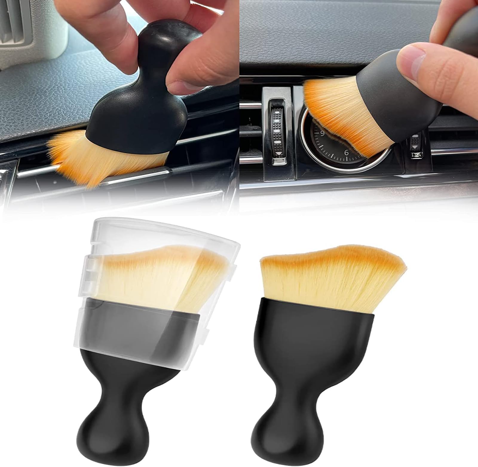 2 pack Car Detailing Brushes, Soft Bristle Cleaning Brush Car Interior Cleaning Brush Dusting Brush for Auto Home Office Detailing Clean, Scratch Free Car Windshield Cleaning Tool Car Interior