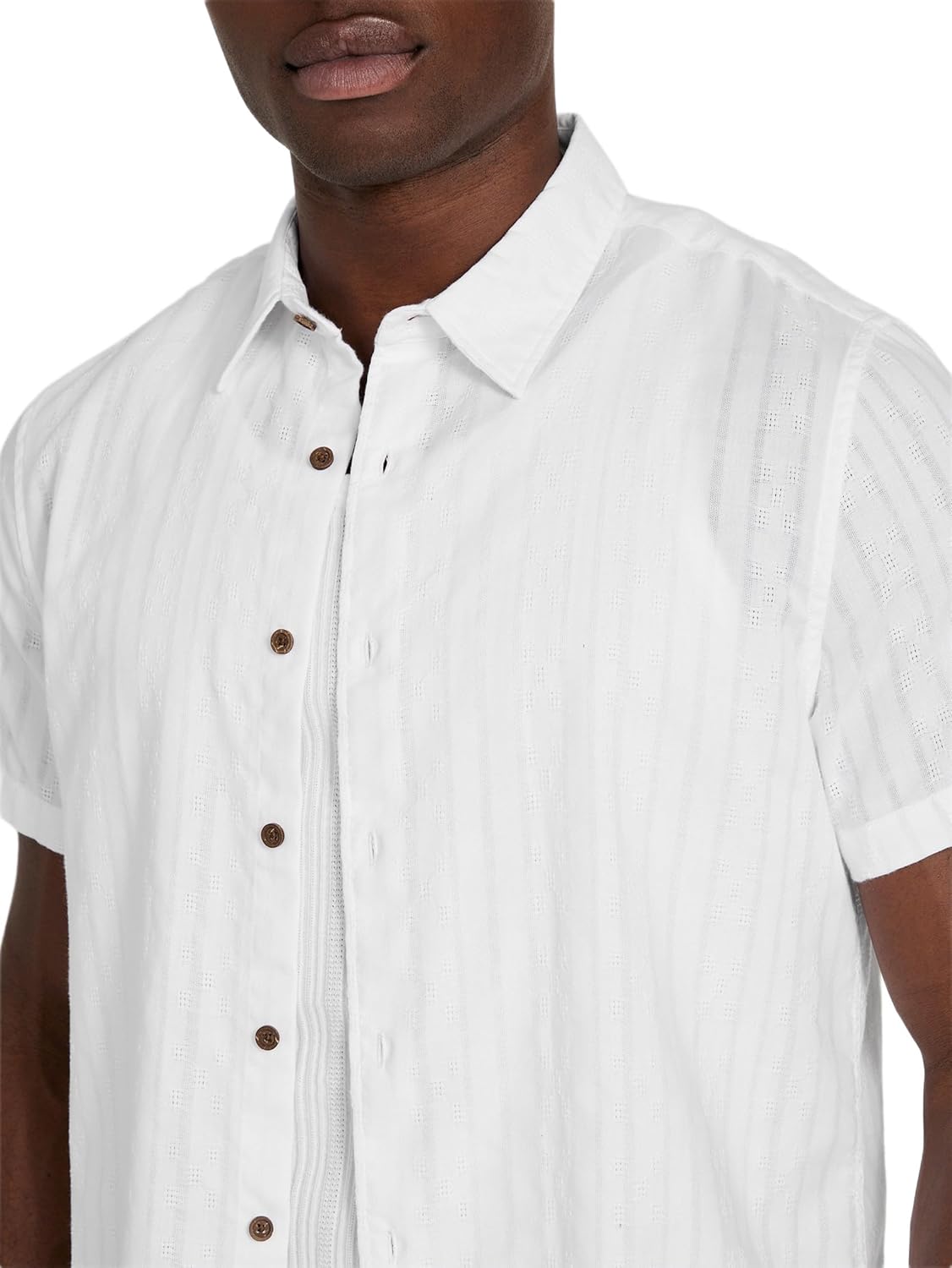 Guess Mens Short Sleeve Wimbly Dobby Stripe Shirt - Image 4