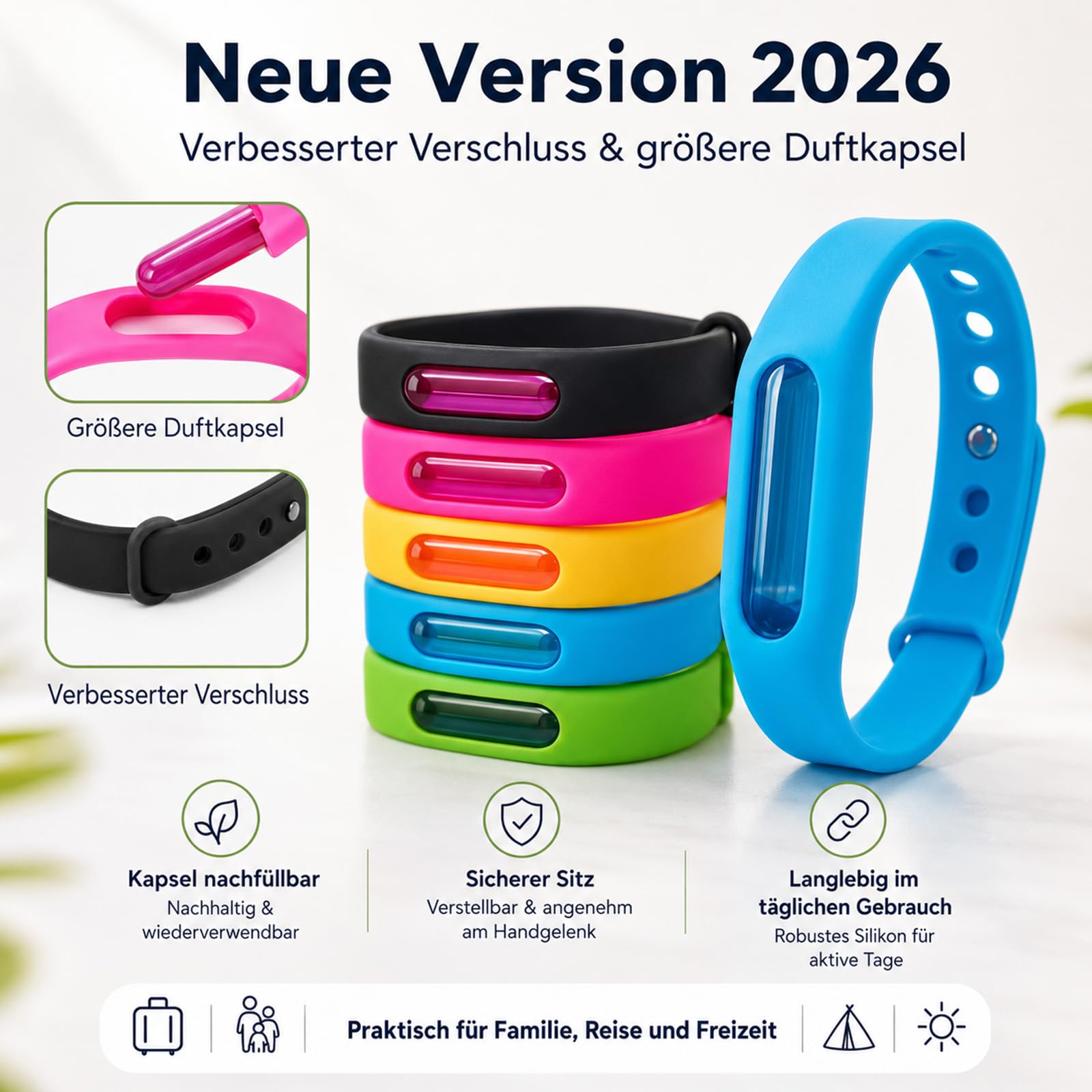 Bronoir Mücken-Abwehrband, Natürliche Duftpflege Pflegearmband für angenehmen Schutz im Alltag