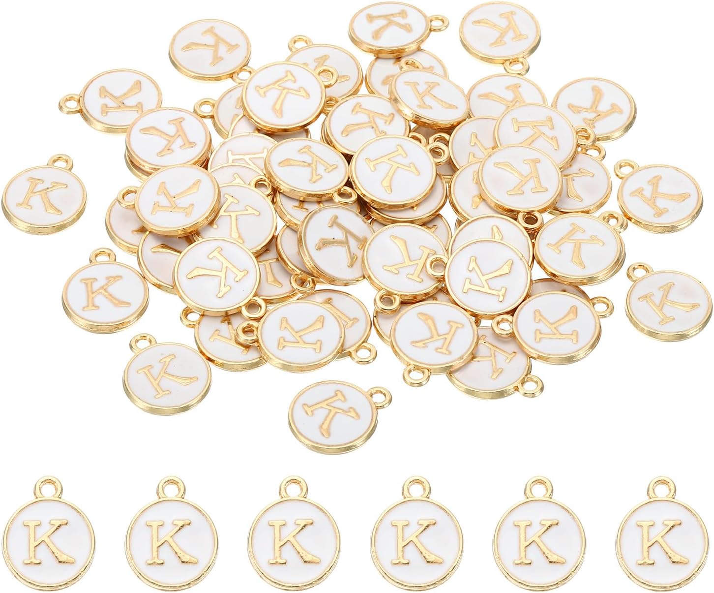 PATIKIL Letter Charm, 60Pcs Double Sided Alphabet Initial Charm Pendants Beads Enamel Charm for Bracelet Necklace Earring DIY Jewelry Making, White