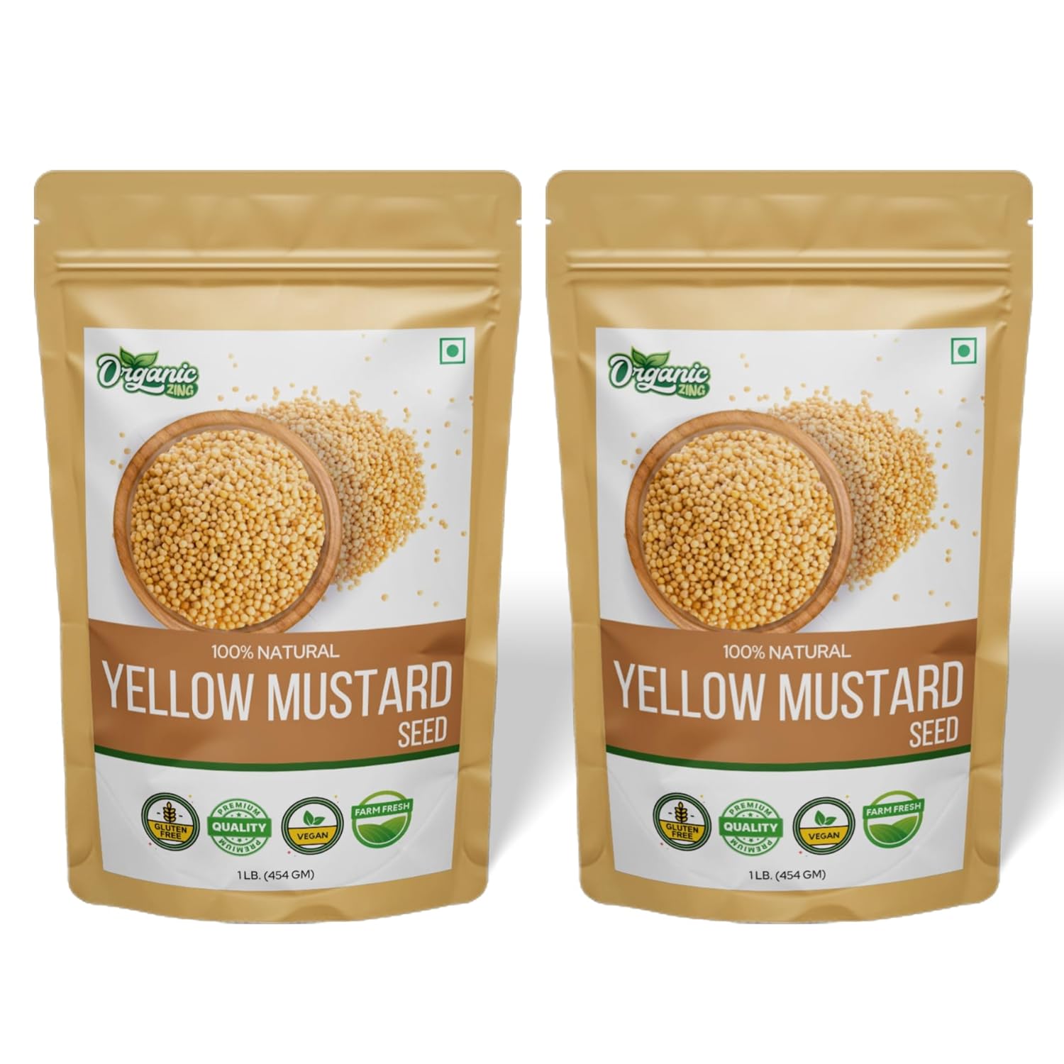 Organic Zing Yellow Mustard Seeds (454 Gram) Pack Of 2