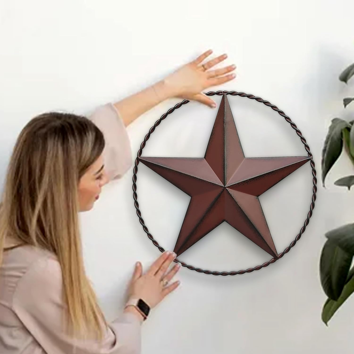 JoyEvy 12.4" Red Barn Star Wall Decor, Metal Stars for Outside or Inside Texas Stars Art Rustic Vintage Western Country Home Farmhouse Wall Decoration - Image 4