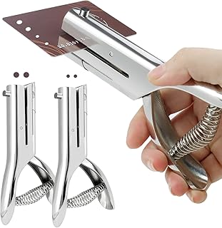 BEDSIFV 2 Pack Heavy Duty Hole Punch, 1/4" inch Single Hole Punch and 1/8" inch Hand Held Puncher, 20 Sheet Capacity Perfe...
