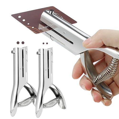 BEDSIFV Paquete de 2 perforadores resistentes, perforadores de un solo agujero de 14 pulgadas y perforador de mano de 18 pulgadas, capacidad de 20