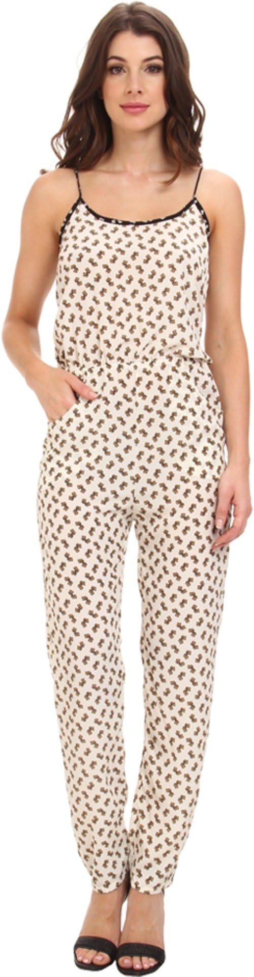 KAS New York Women's Koko Elephant Print Jumpsuit Natural Jumpsuit LG