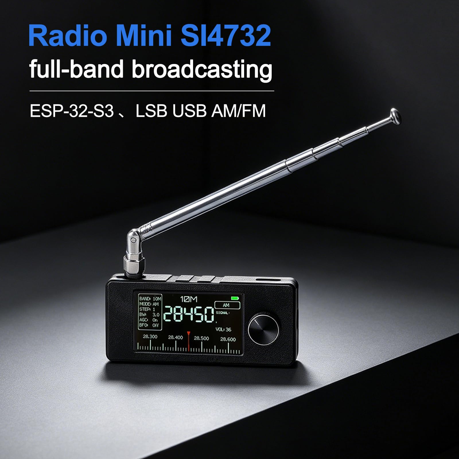 Mini SI4732 Radio ESP-32-S3 Master Control SI4732 Chip LSB USB AM FM Schermo IPS 4,8 cm Antenna Telescopica Antenna a Ciambella