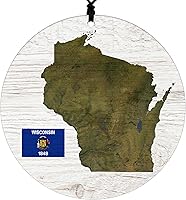Vista 47 de New York Christmas Ornament - Rustic Design Featuring State Flag and Terrain Map - 2026 Hanging Acrylic Disc Decoration for Tree - Unique and Home
