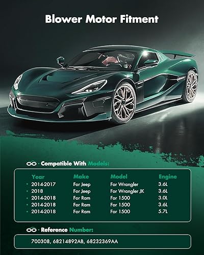 Vista 1184 de SCITOO 700188 Reemplazo del motor del ventilador HVAC con jaula de ventilador para Toyota Tacoma 2005-2015, reemplazo OE - 87103-04043, 87103-04044