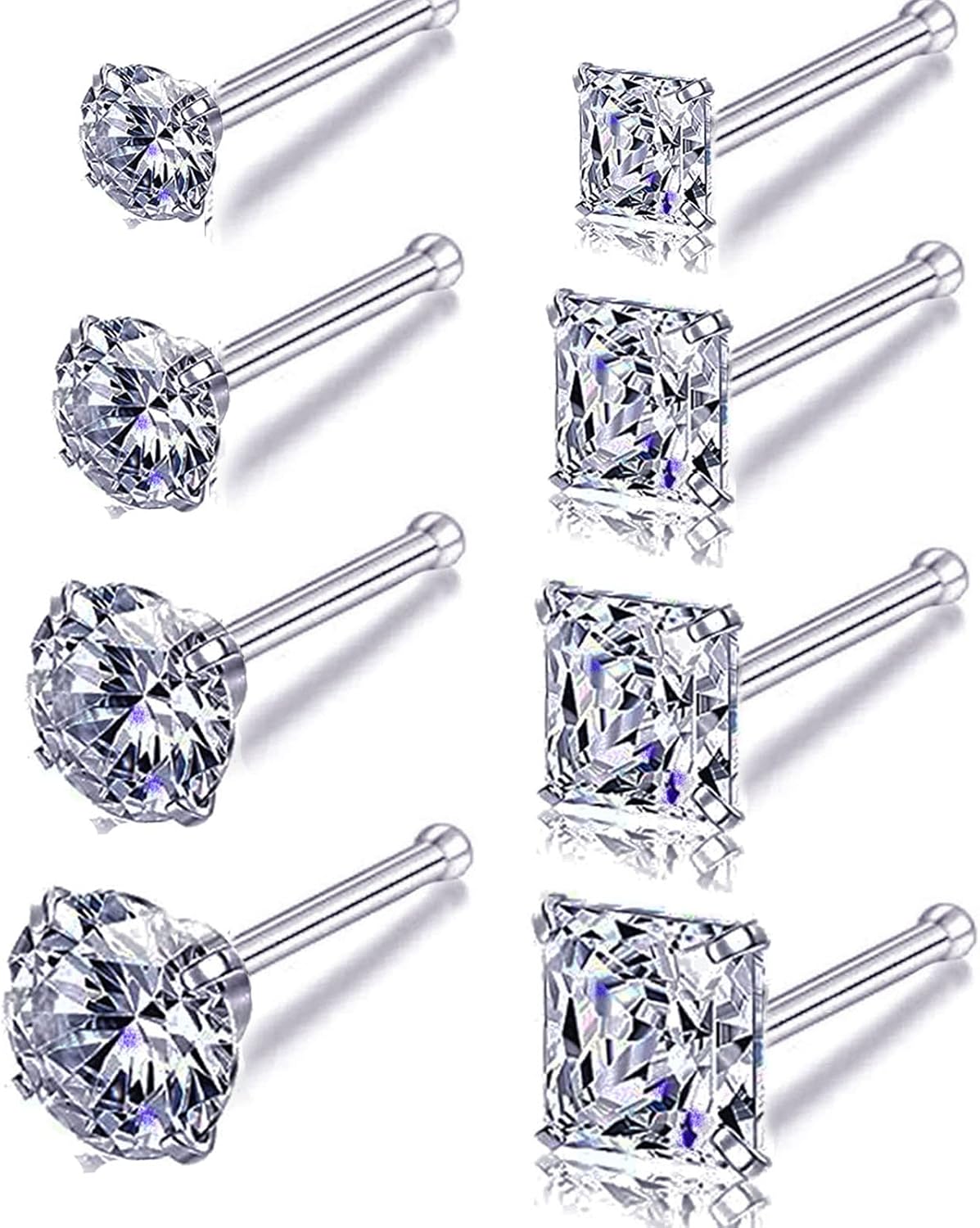 Nose Rings & Studs - 18g, 20g, 22g 14K Gold Bone Nose Studs for Women in Titanium Steel