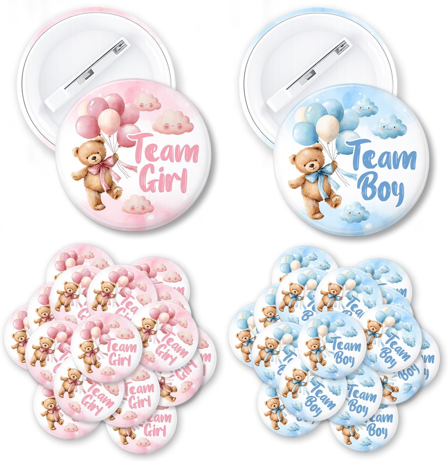 60-Piece Gender Reveal Themed Pin Set