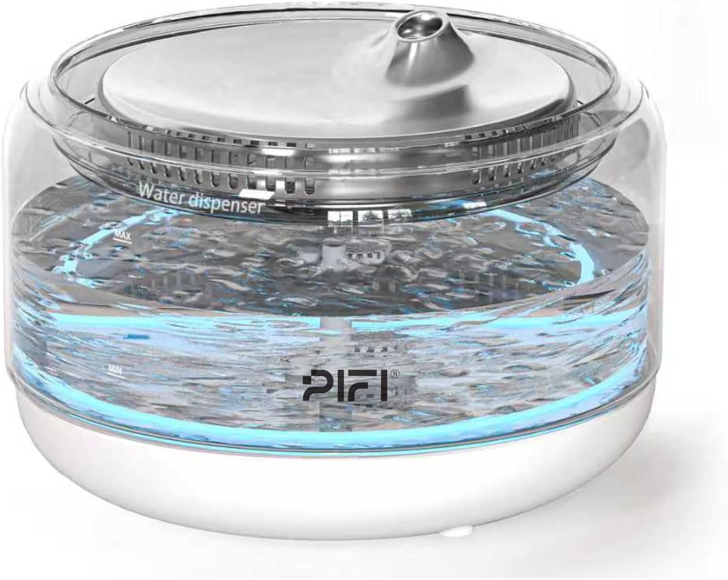 Cat Water Fountain, Stainless Steel Cat Fountain with Glass Reservoir, Easy to Clean Pet Water Dispenser for Cats Indoor & Dogs, Triple Filtration, LED Light, Silent, 135oz/4L