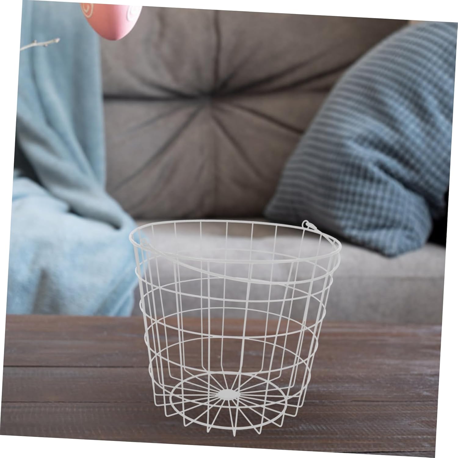 Iron Wire Storage Basket with Handle Minimalist Metal Sundries Container for Home Organization Suitable for Kitchen Bathroom and Office