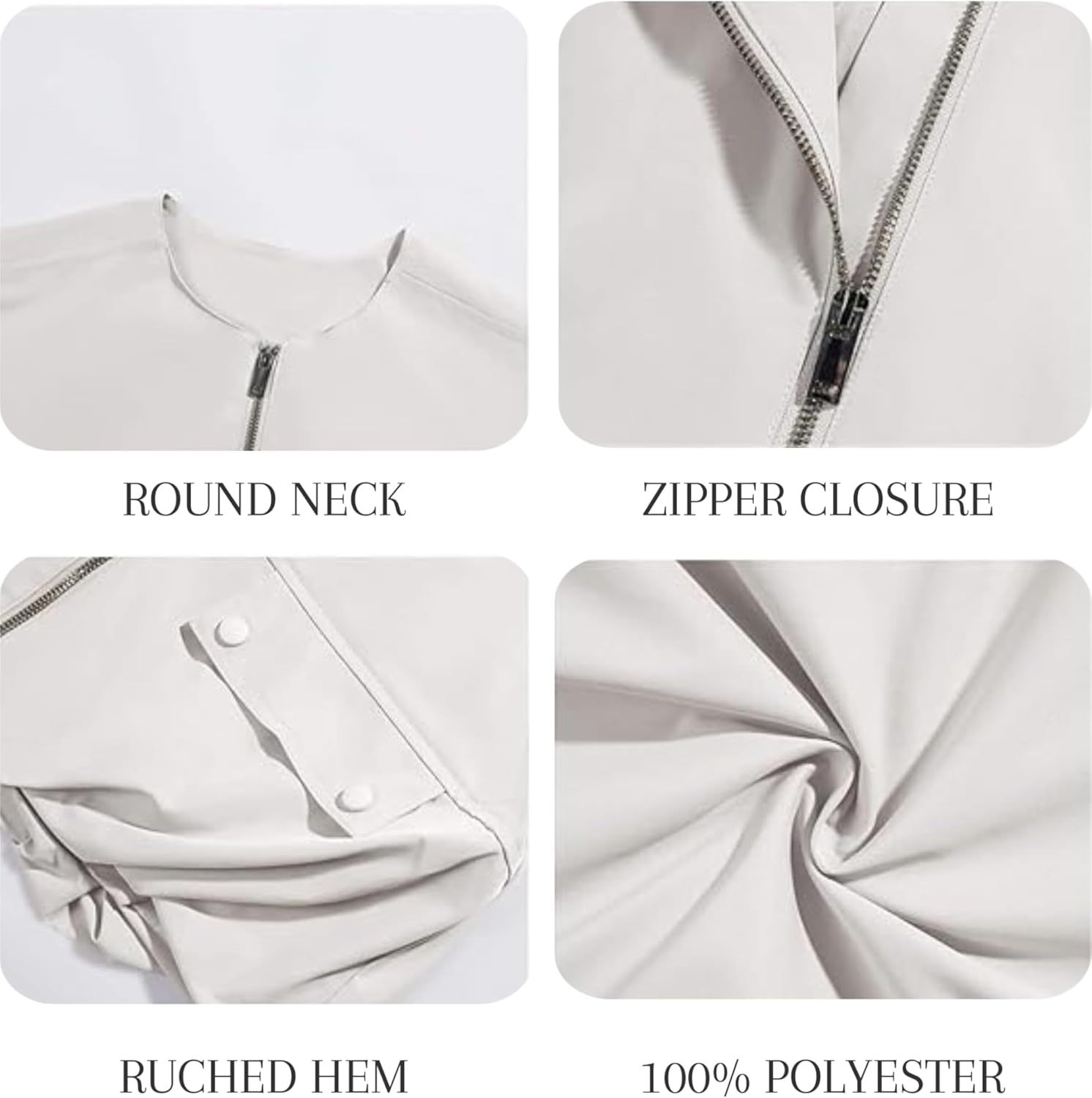 Womens Casual Zip Up Cargo Vest Top Oversized Lightweight Ruched Hem Sleeveless Blazer Jackets Vest Tops - Image 6