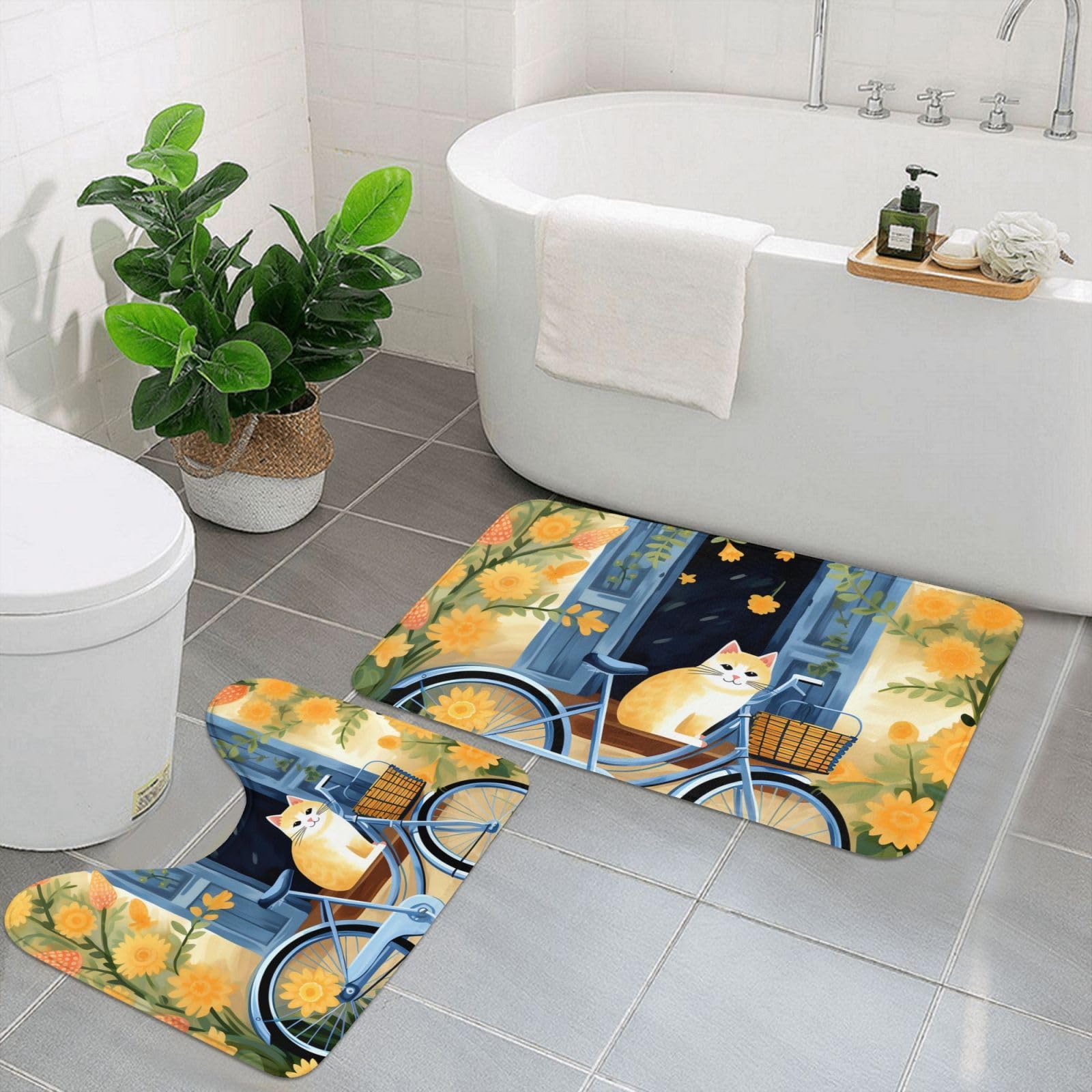 Tapis de bain en microfibre chat noir pour une sortie de douche douce