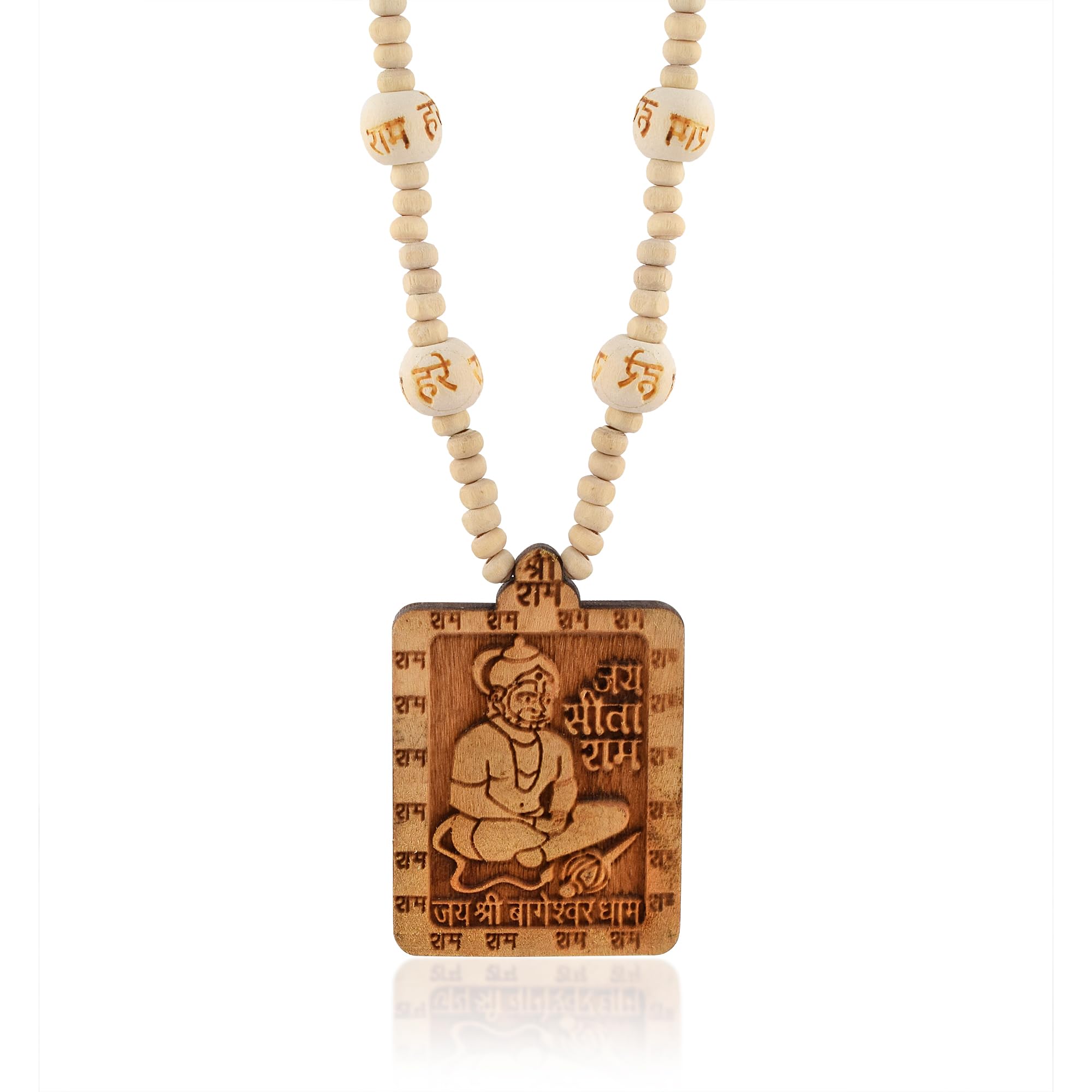 Shri Balaji Bageshwar Dham Sitaram Hanumanji Tulsi Pendant with Mala Neckalce For Men and Women-image-4