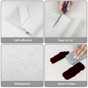 TANONE White Peel and Stick Wallpaper 17.7" X 394" White Embossed Floral Contact Paper Self Adhesive Removable Textured Wallpaper Vinyl Thicken Wall Paper for Wall Furniture Cabinet Drawer Dresser