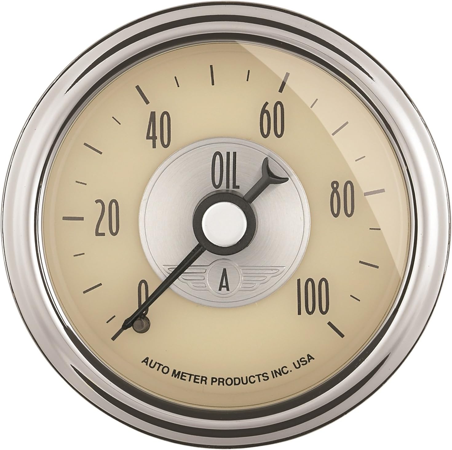 Auto Meter 2021 Prestige Antique Ivory 2-1/16" 0-100 PSI Mechanical Oil Pressure Gauge