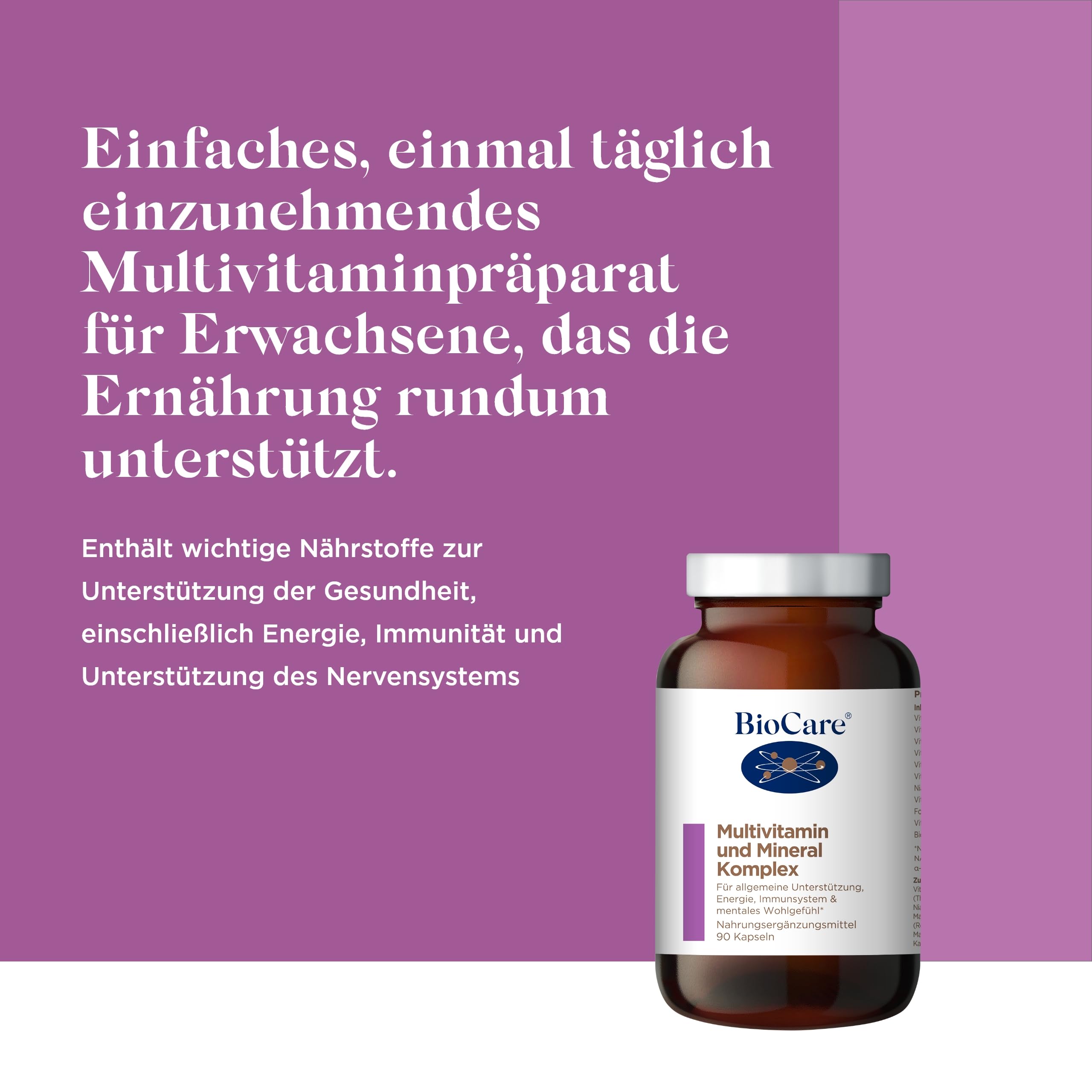 BioCare Multivitamine & Mineralien für Erwachsene, 90 Kapseln | Mit Vitaminen, Folsäure, Zink und mehr