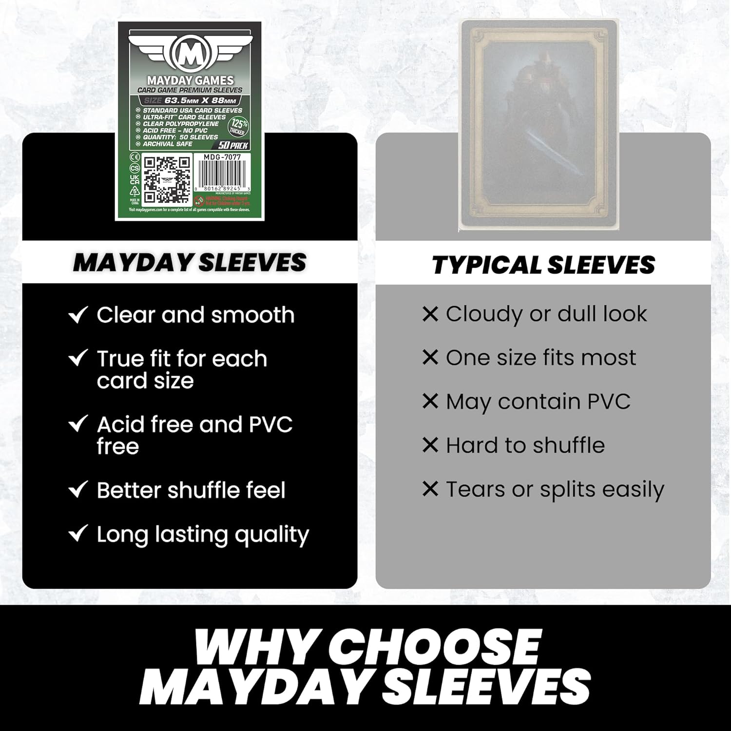 Mayday Games 7077 Clear Premium Card Sleeves 63.5x88 mm (10x50 Pack, 500 Sleeves)