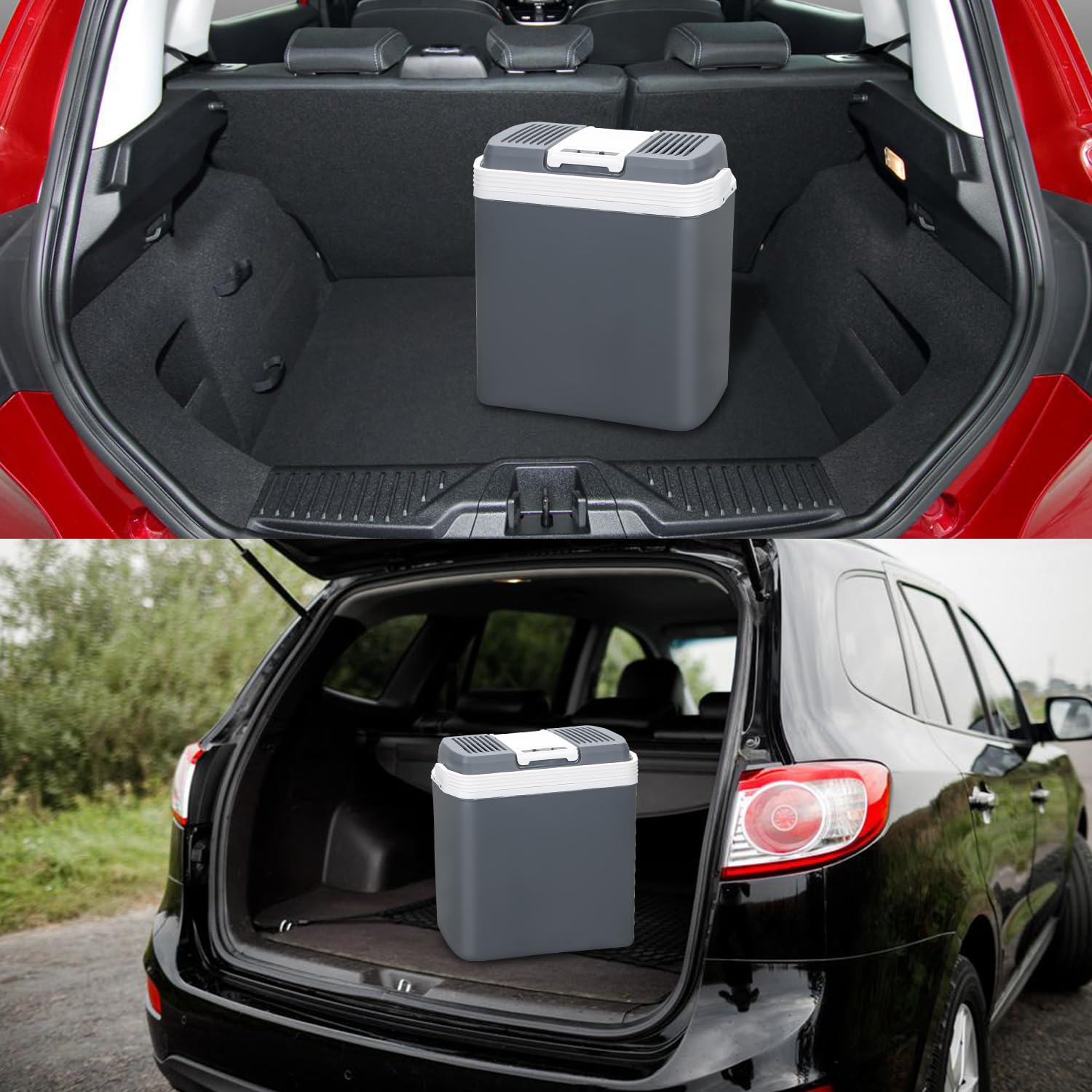 Herrselsam Elektryczna lodówka samochodowa, tryb ECO 12 V i 230 V, z funkcją chłodzenia i utrzymania ciepła, elektryczna lodówka samochodowa i gniazdko elektryczne z przewodem, do samochodu i na