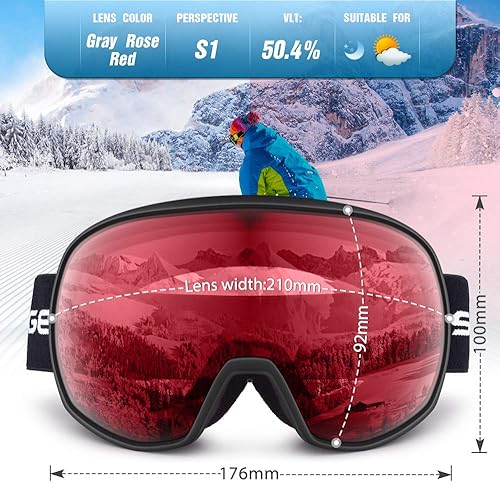Miniatura 4 de Snowledge - Gafas de esquí para hombres y mujeres con protección UV, lente doble antivaho