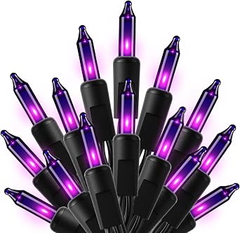 Brightown Purple Halloween Mini Lights, 50 Count 10 Feet Mini String Lights