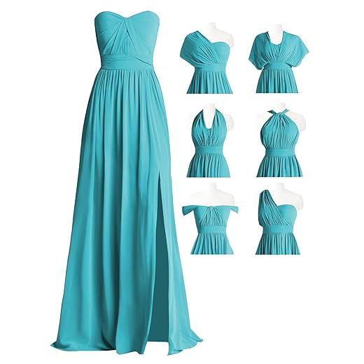 MYDRESS Chiffon Convertible Bridesmaid Dress Long Multi-Way A Line Twist Wrap Formal Gown
