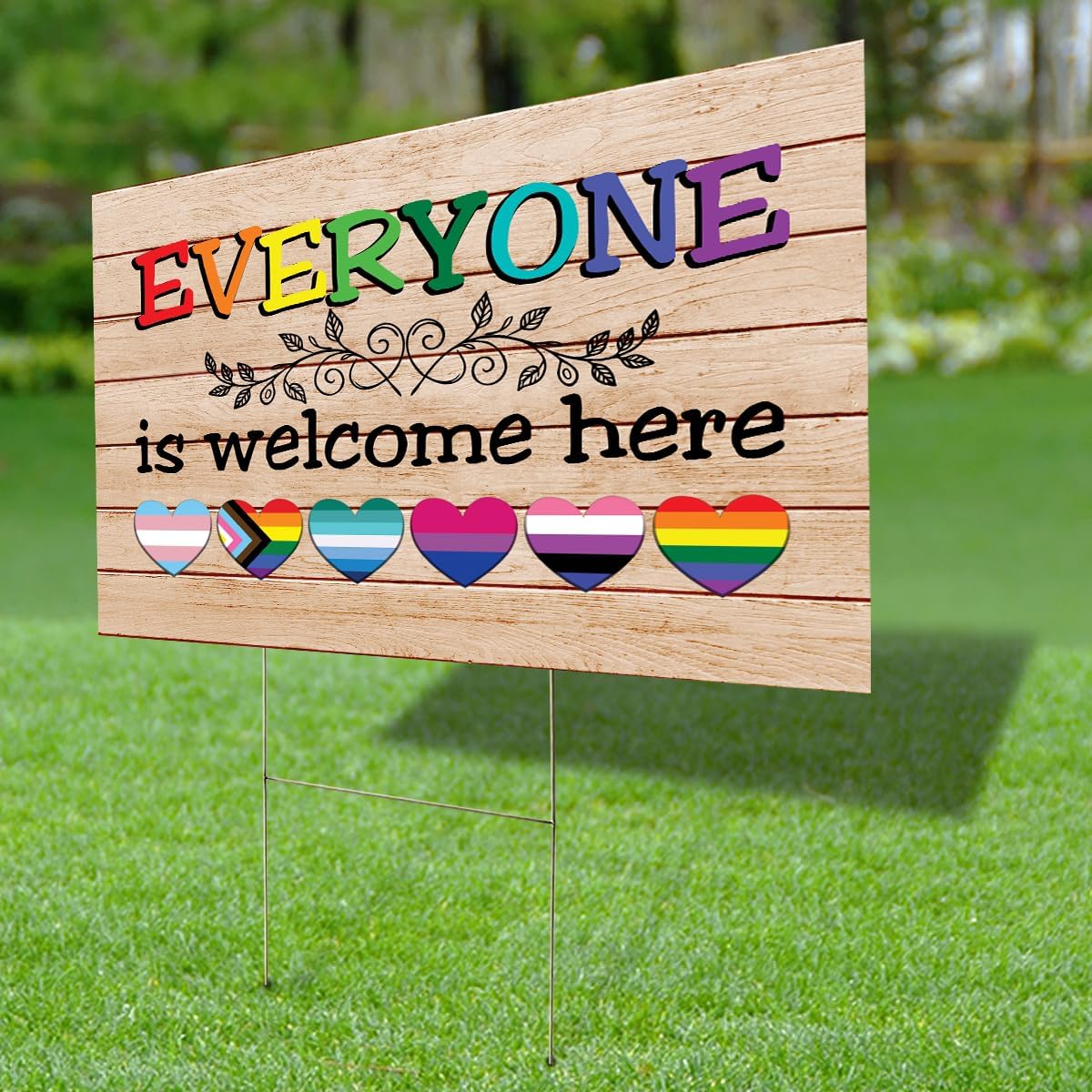 ThuhaTree Store LGBT Support Welcome Yard Sign, LGBT Yard Sign, LGBT Welcome Yard Sign, Welcome Sign for Yard (Style 2)