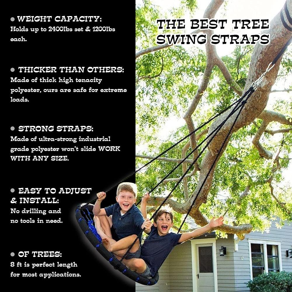 8 ft Tree Swing Straps Hanging Kit Holds 2400lbs, Perfect for Circle Swing, Hammock, Swing Sets and More Hammocks – Easy and Fast Installation : Patio, Lawn & Garden