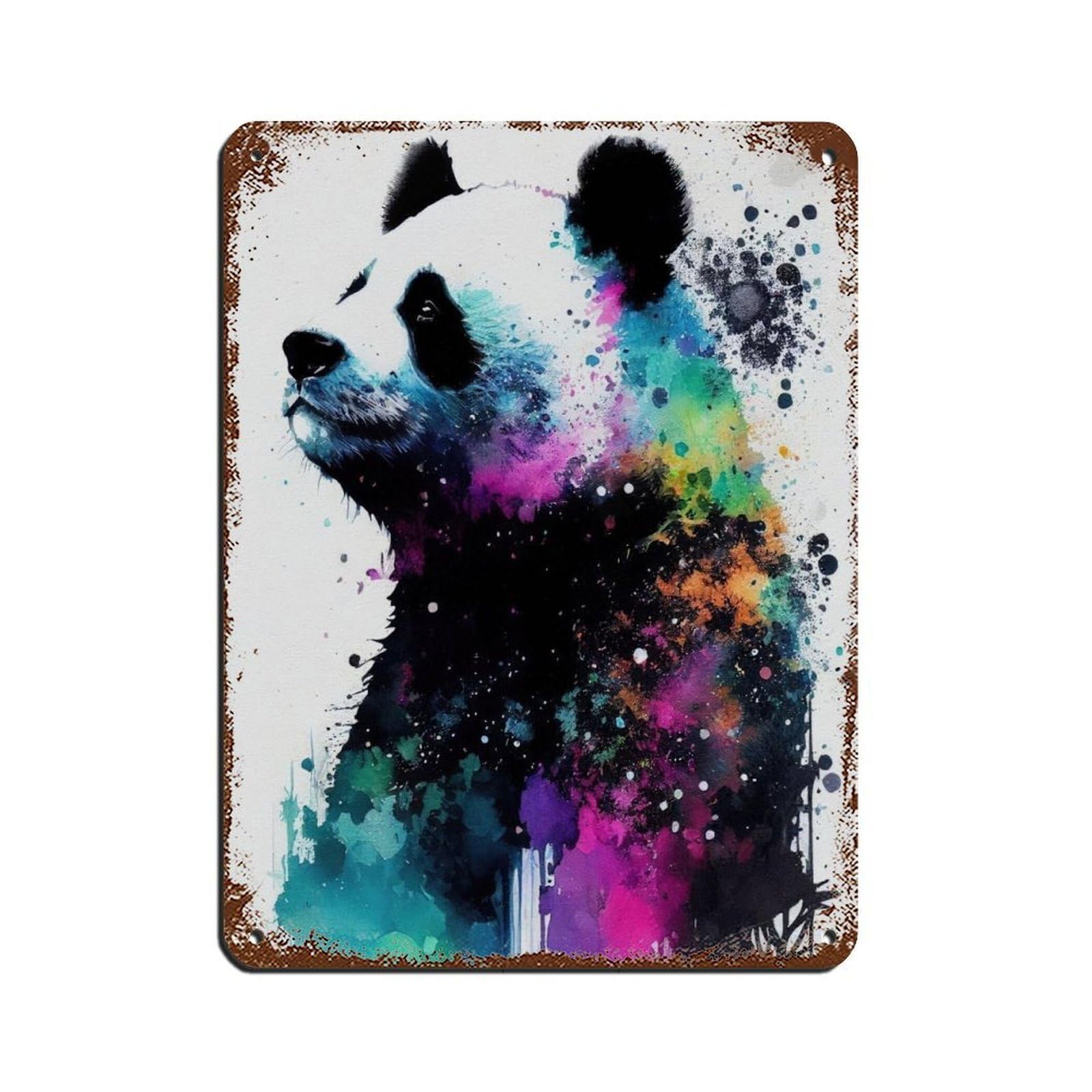 Watercolour Panda Portrait Poster（1） Tin Sign Vintage Metal Pub Club Cafe Bar Home Wall Art Decoration Poster Retro 12x16inch(30x40cm)