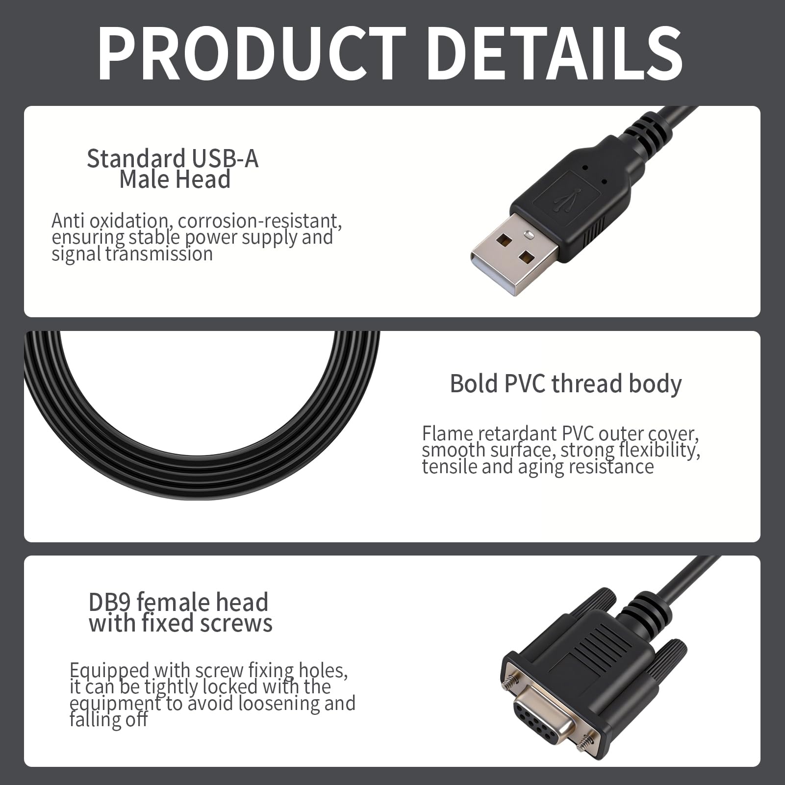 USB auf RS232 DB9 Buchse, Serieller USB RS232 Konverter, USB 2.0 auf 9-poliger COM-Port, kompatibel mit Windows Mac Linux für PLC CNC, Drucker, Scanner, Barcode, 2 Meter