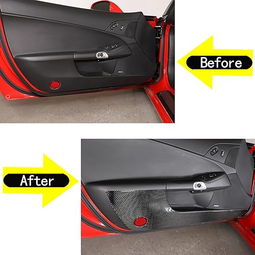 Miniatura 2 de Kit antipatadas para panel de puerta interior de automóvil, compatible con Chevy Corvette C6 2005-2013, fibra de carbono para puerta de automóvil