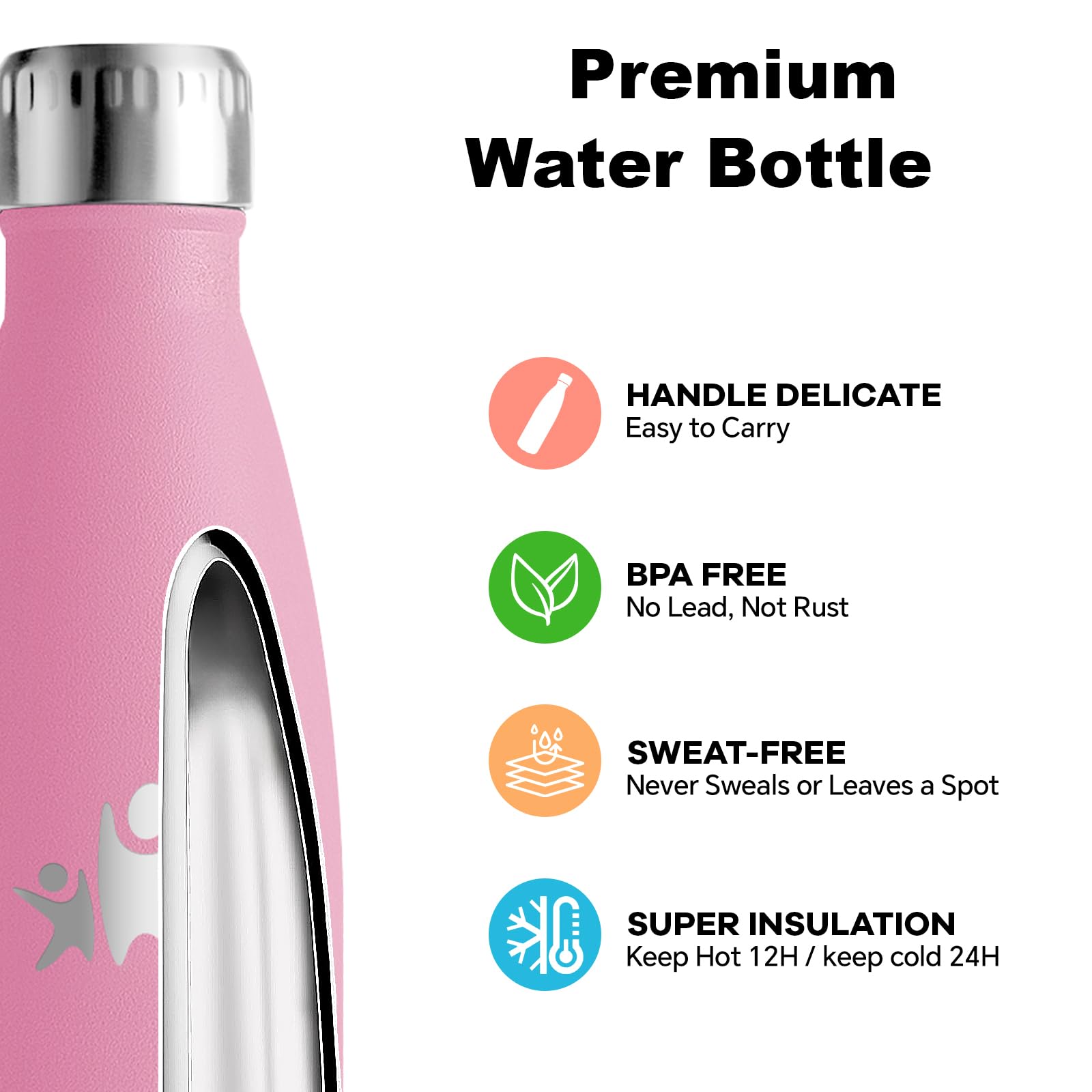 Trinkflasche Edelstahl, 750ml, BPA-Freie, Isolierflasche Doppelwandig, Auslaufsicher, mit Schraubverschluss, Mädchen, Wasserflasche für Schule, Sport, Camping