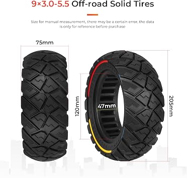 9x3.0-5.5 Electric Scooter Solid Tire for Kukirin G2 pro Scooter, Replacement Front or Rear Solid Tire 1PCS