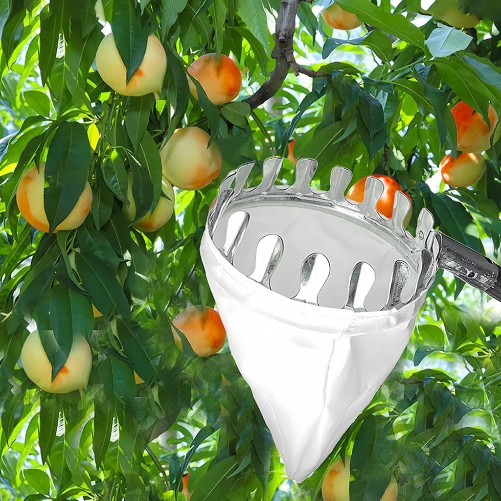 Long Reach Fruit Harvester with Bag Metal Fruit Pickers with Telescopic Handle