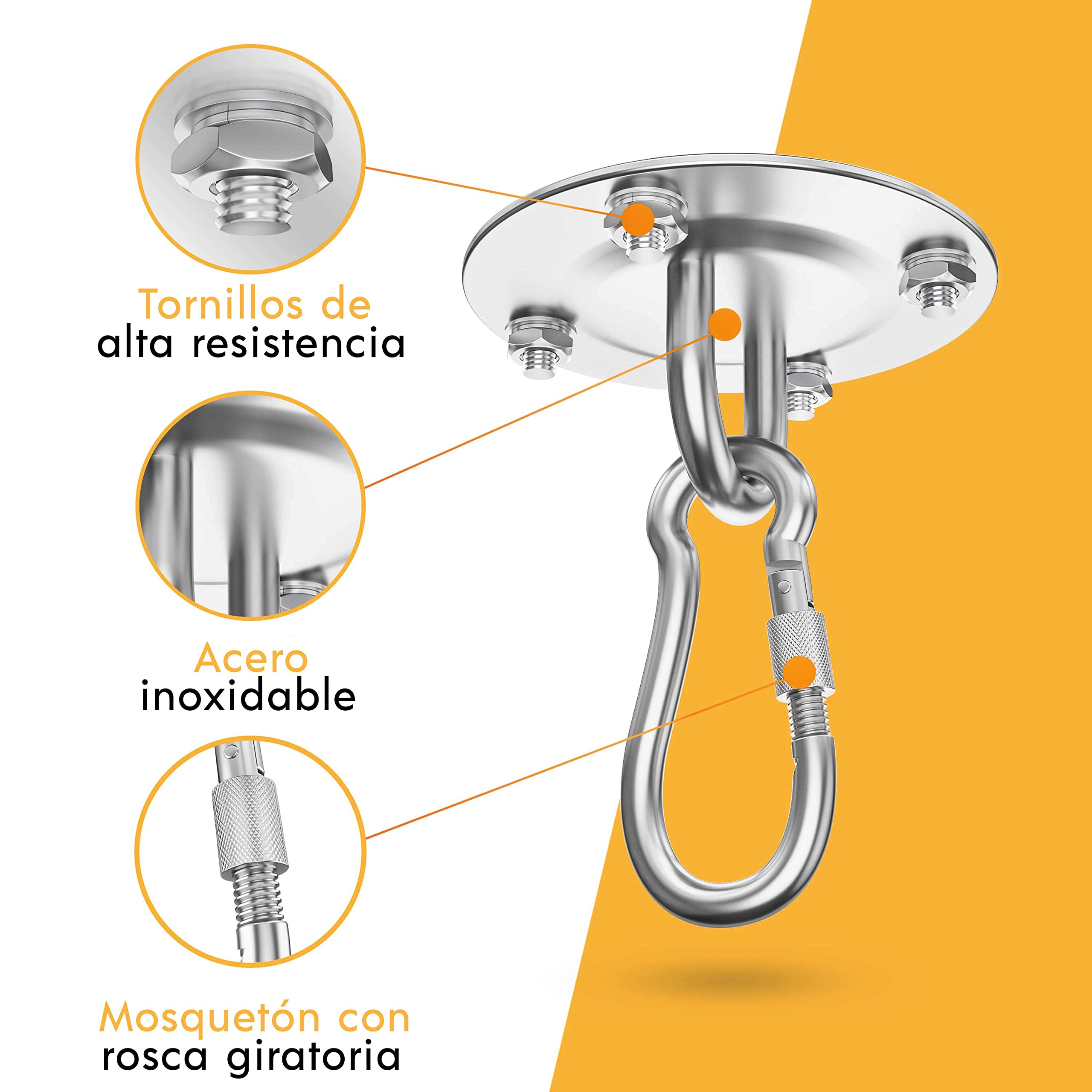 MEISTERFAKTUR Soporte saco boxeo 500 kg pared resistente ganchos techo